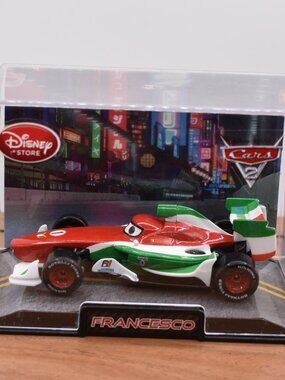 Francesco Bernoulli Disney Store Die Cast Vehicle Collector's on Display Case
